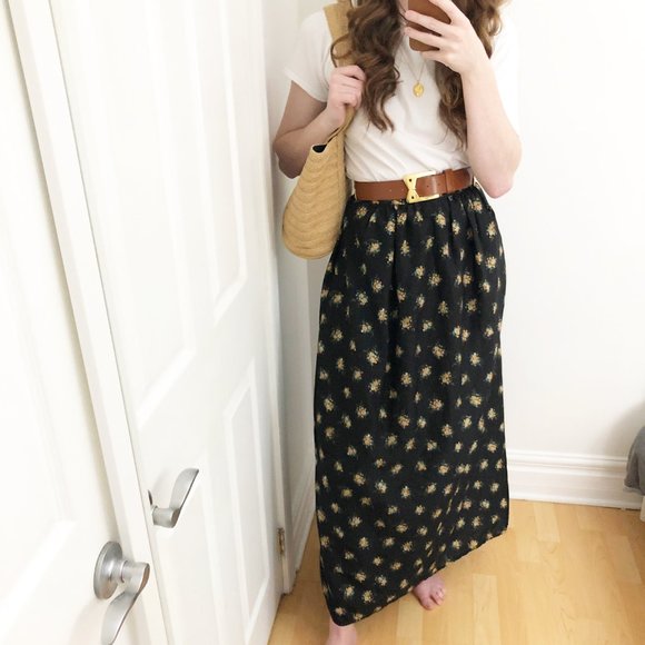 Vintage Cottagecore High Waisted Floral Maxi Skirt - Picture 5 of 5